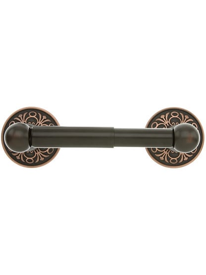 Brass Toilet-Paper Holder with Lancaster Rosettes in Oil-Rubbed Bronze.